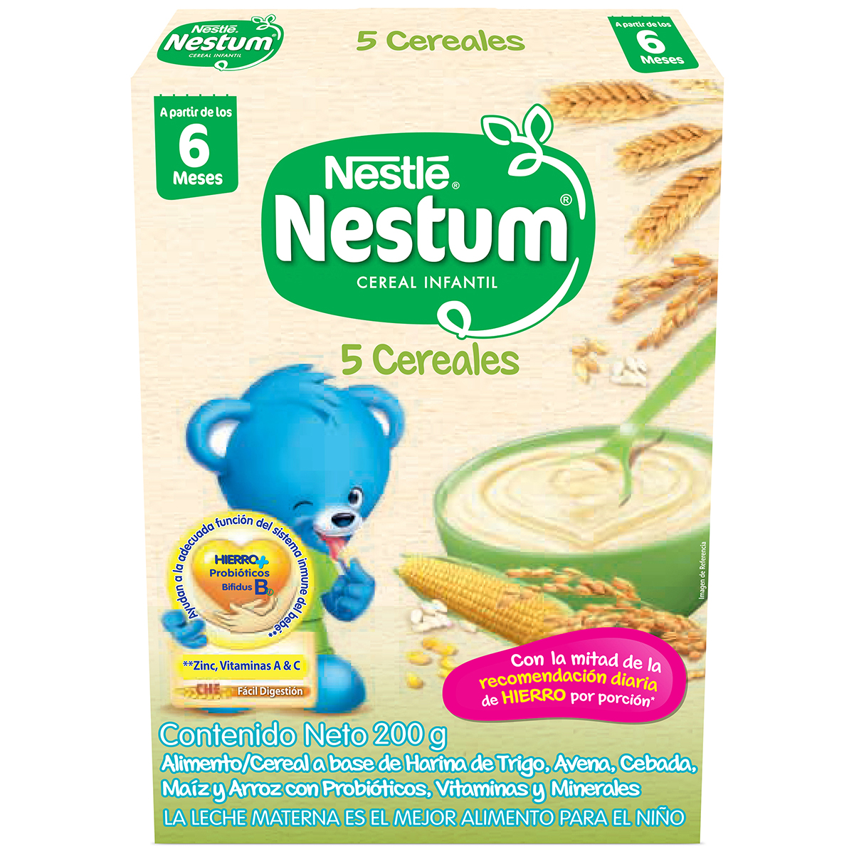 Cereal Nestum 5 Cereales Etapa 2 Caja X 200 G - Nestum