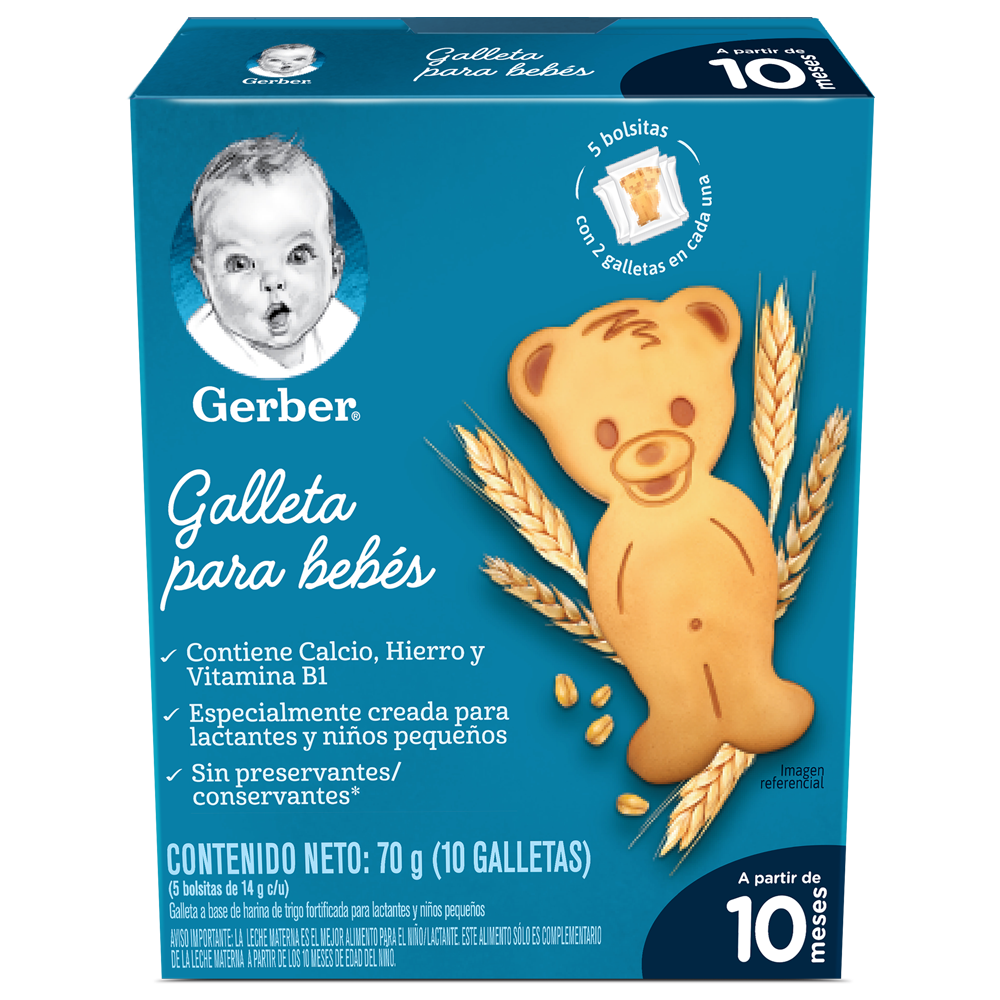 Gerber Galleta Para Bebes 5 Bolsitas X 2 Galletas Cada Una ( Caja X 70 G ) - Gerber
