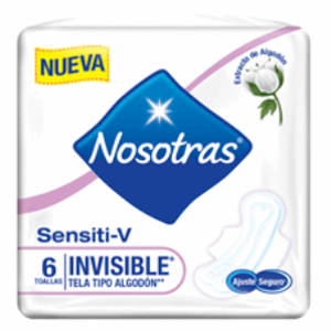 Toallas Higienicas Nosotras Sensiti-v Invisible Tela Algodon Pack X 6 Unidades - Nosotras