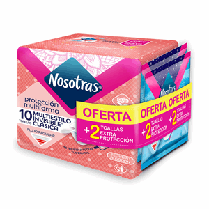 Toallas Higienicas Nosotras Invisible Clasica Multiestilo X 10 Unidades (gratis 2 Toallas) - Nosotras