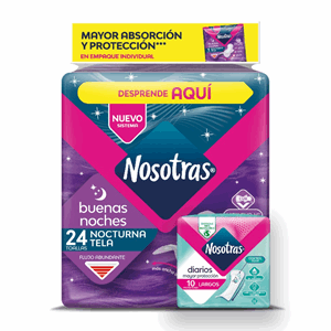 Nosotras Buenas Noches Max Cur-v Dispen X 24 Toallas+nosot Protec Diarios Largo - Sin Asignar
