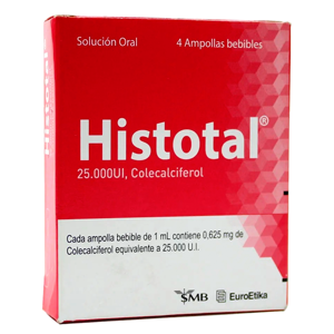 Histotal 25.000 Ui Solucion Oral Caja X 4 Ampollas Bebibles De 1 Ml  - Histotal