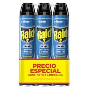 Raid Zancudos Y Moscas Aerosol 3 X 400ml  (precio Especial) - Raid
