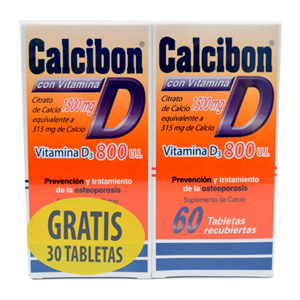 Calcibon D 800 Ui Frascco X 60 Tabletas Recubiertas (gratis 30 Tabletas) - Calcibon