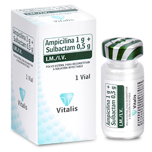 Ampicilina + Sulbactan Vitalis 1gr/0.5 Gr X 1 Ampolla - Ampicilina  Vit