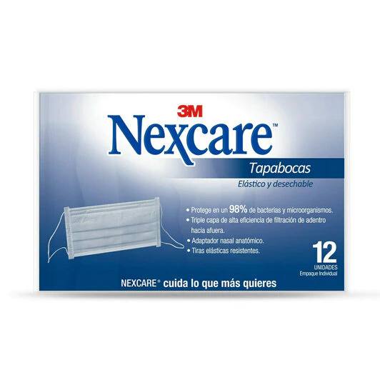 Tapabocas 3m Nexcare Elastico Desechable Caja X 12 Unidades - Nexcare