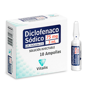 Diclofenaco Sodico 75 Mg Vitalis Solucion Inyectable X 10 Ampollas - Vitalis