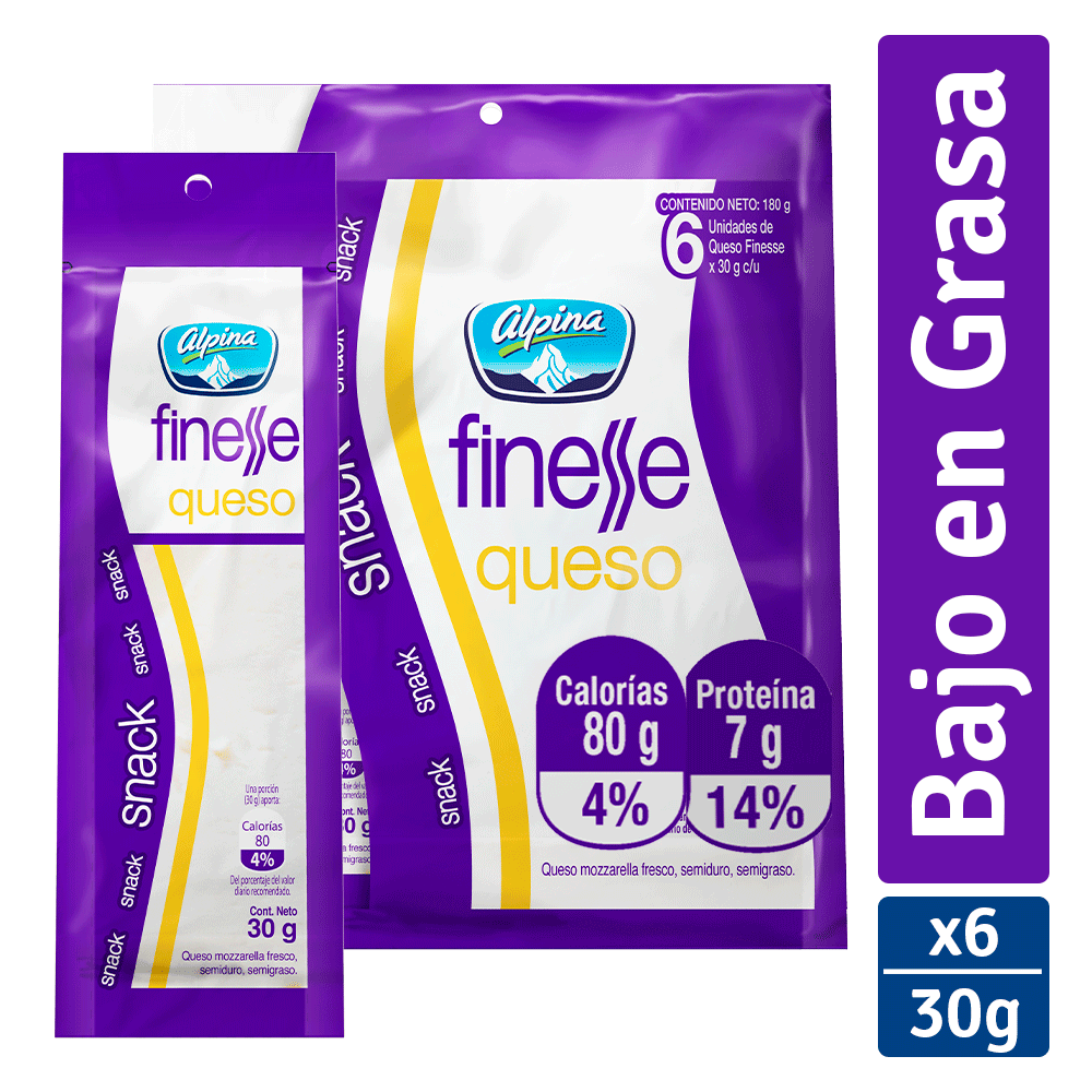 Finesse Queso Alpina 180 Gr Bolsa X 6 Unds De 30 Gr C/u - Alpina