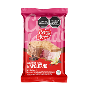 Helado Galleta Con Helado Napolitano 3 Sabores X 65 G - Crem Helado
