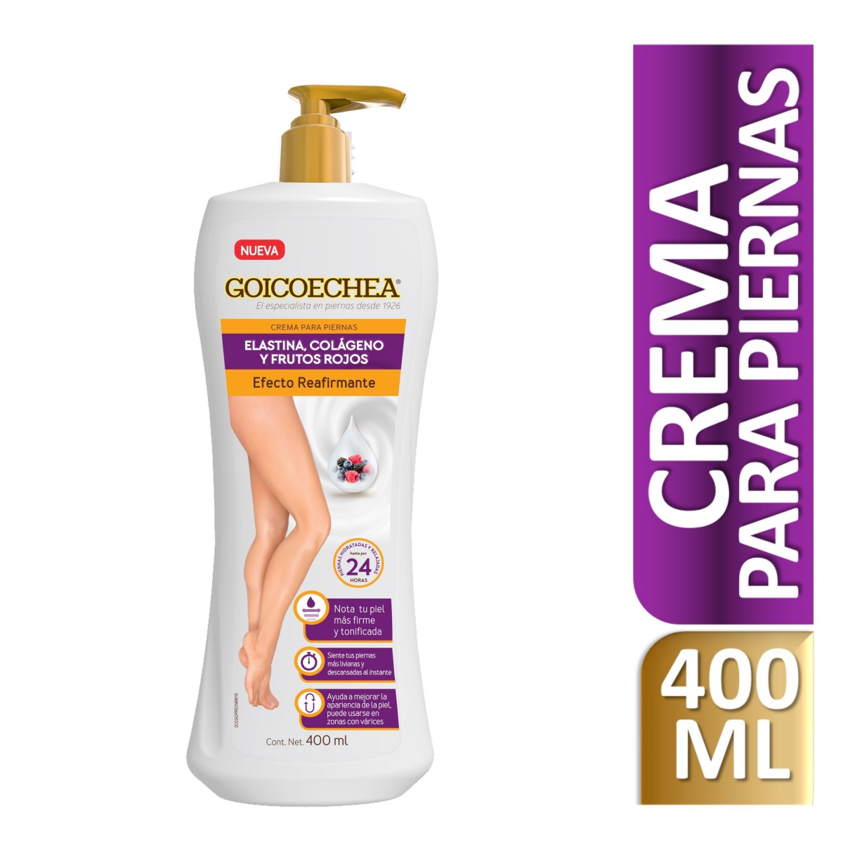 Crema Goicoechea Elastina Colageno Y Frutos Rojos Efecto Reafirmante Frasco X 400 Ml - Goicochea