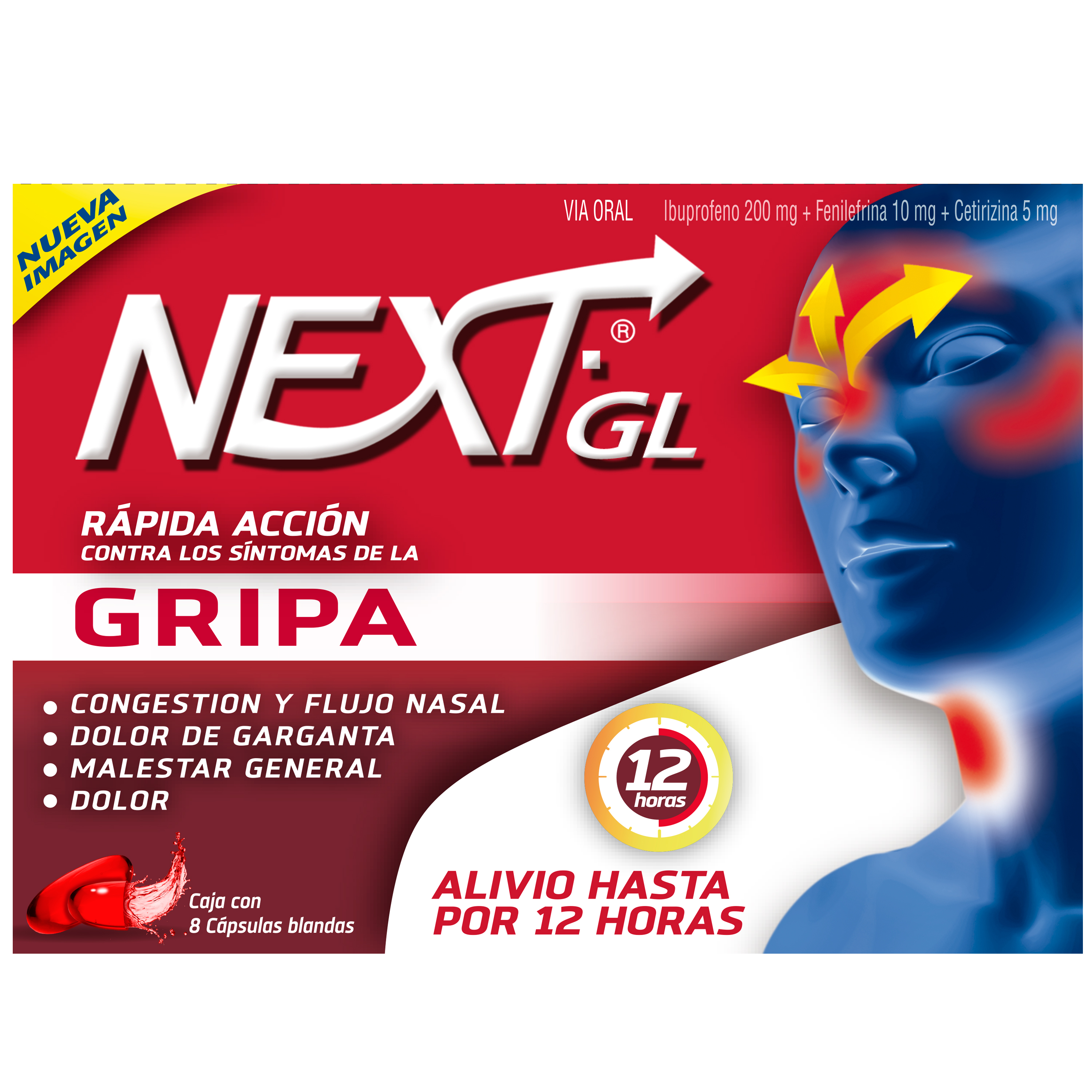 Next Gl Gripa 200/10/5 Mg Caja X 8 Capsulas Blandas - Afta