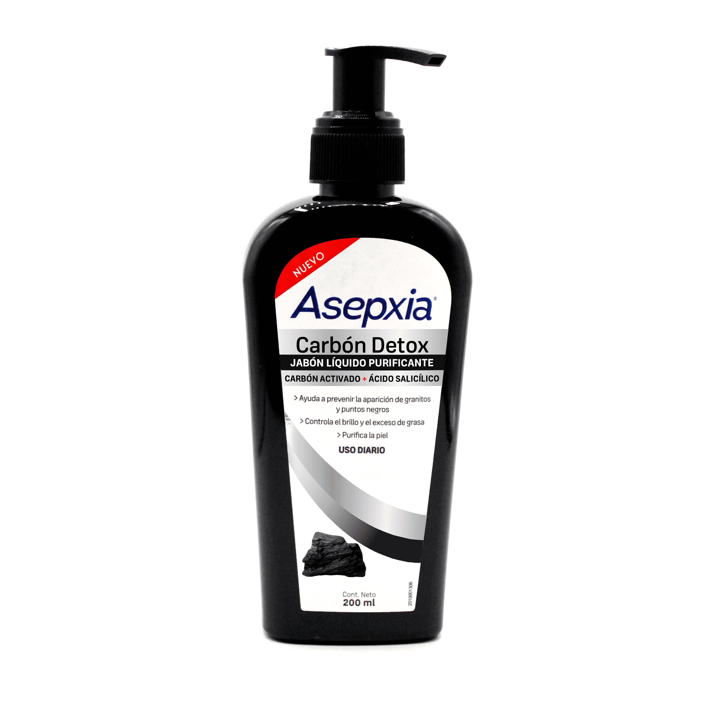Jabon Liquido Asepxia Carbon Detox Frasco X 200 Ml - Asepxia 