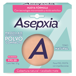  Maquillaje Asepxia Polvo Compacto Natural Anti Imperfecciones X 10 G - Asepxia 