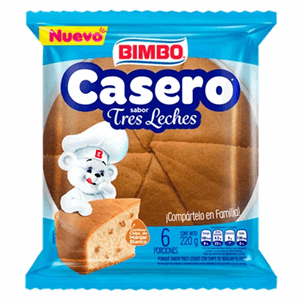 Ponque Casero Bimbo Tres Leches X 220 Gr C/chips De Manjar Blanco - Sin Asignar