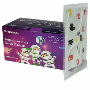 Tapabocas Kids Estampado Cramko 3 Plieg Desechable Caja X 50 Und Elastico Empaque Individual  - Cramko
